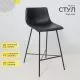 картинка Стул барный Mexico, черный + черная нить, экокожа