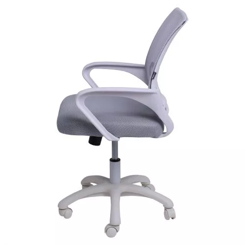 картинка Кресло рабочее, поворотное RICCI NEW, white, ткань/сетка, светло-серый