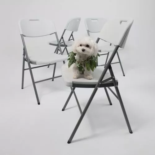 картинка Стул садовый складной со спинкой, белый, hdpe-пластик