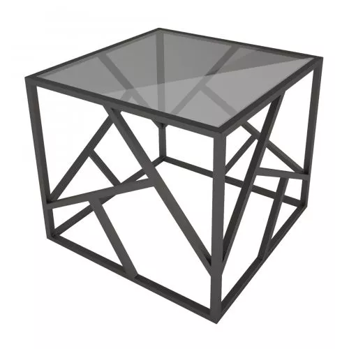 картинка Стол журнальный Империал, графит (прозрачный), стекло триплекс, цвет опоры черный