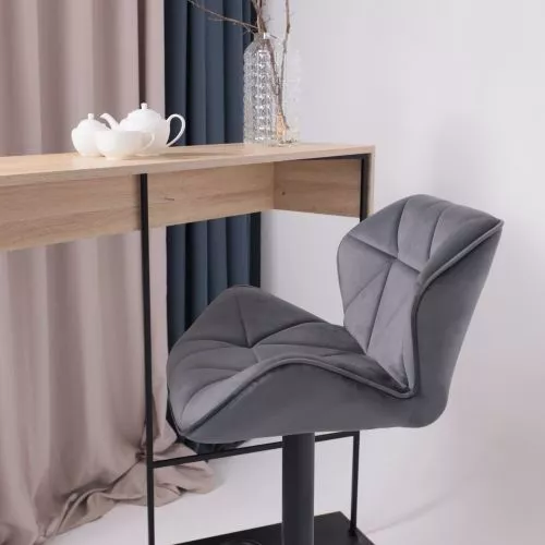 картинка Стул барный Berlin, темно-серый, велюр