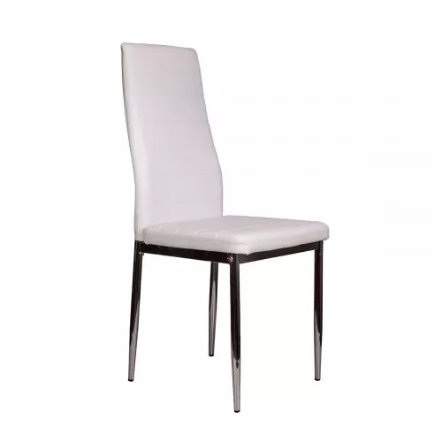 картинка Стул Romeo, белый, экокожа, цвет каркаса хром картинка Стул Romeo, белый, экокожа, цвет каркаса хром