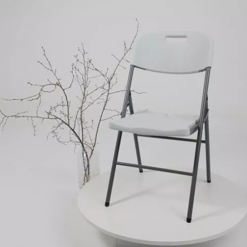 картинка Стул садовый складной со спинкой, белый, hdpe-пластик