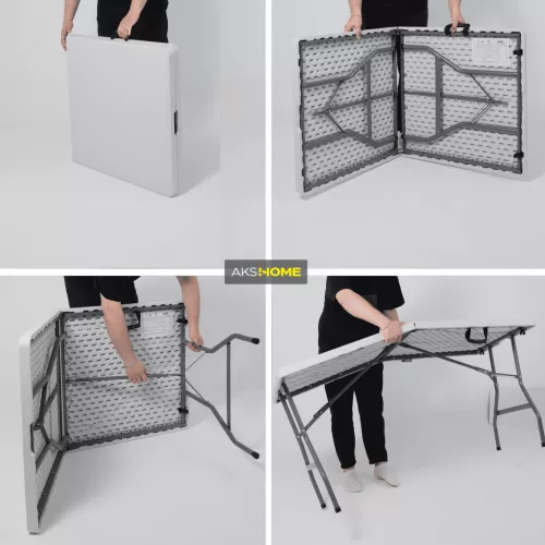 картинка Стол садовый складной, белый, hdpe-пластик, длина 152 см