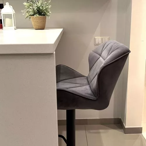 картинка Стул барный Berlin, темно-серый, велюр