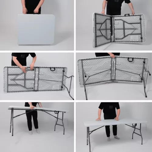 картинка Стол садовый складной, белый, hdpe-пластик, длина 180 см
