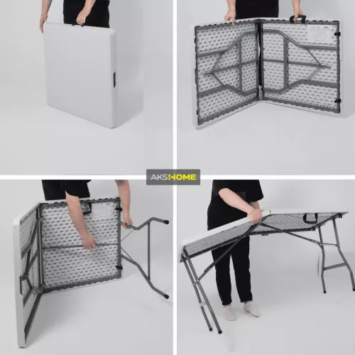 картинка Стол садовый складной, белый, hdpe-пластик, длина 152 см