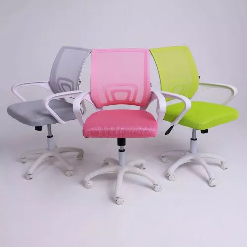 картинка Кресло рабочее, поворотное RICCI NEW, white, ткань/сетка, светло-серый