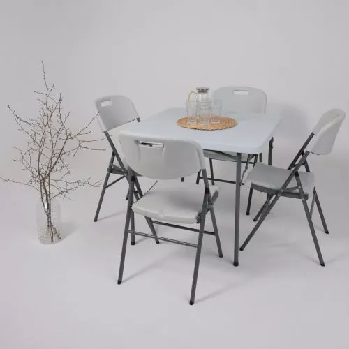 картинка Стул садовый складной со спинкой, белый, hdpe-пластик