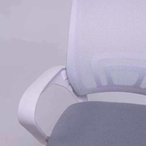 картинка Кресло рабочее, поворотное RICCI NEW, white, ткань/сетка, светло-серый