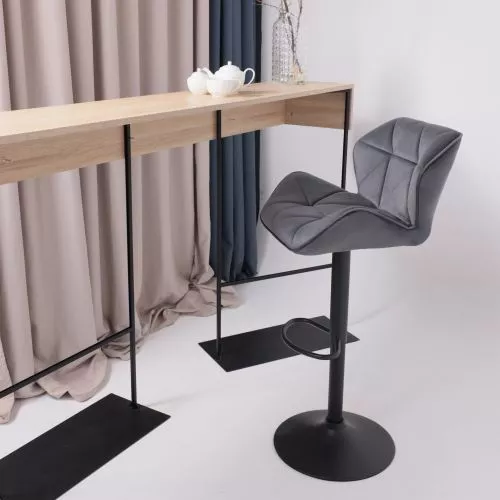 картинка Стул барный Berlin, темно-серый, велюр