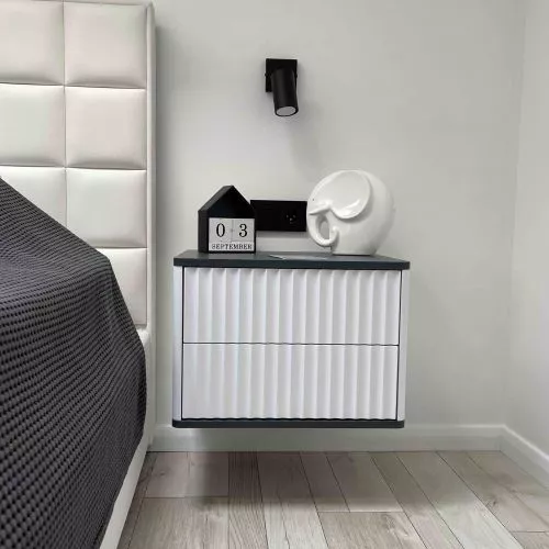 картинка Стол-консоль, тумба навесная Royal-5002, белый + металл, мдф