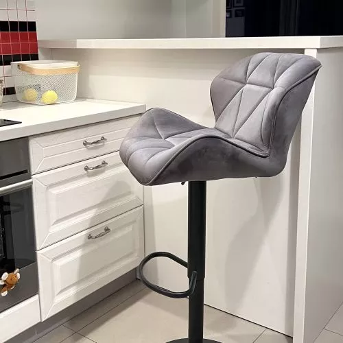 картинка Стул барный Berlin, темно-серый, велюр