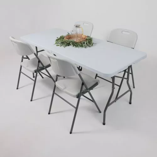 картинка Стол садовый складной, белый, hdpe-пластик, длина 180 см