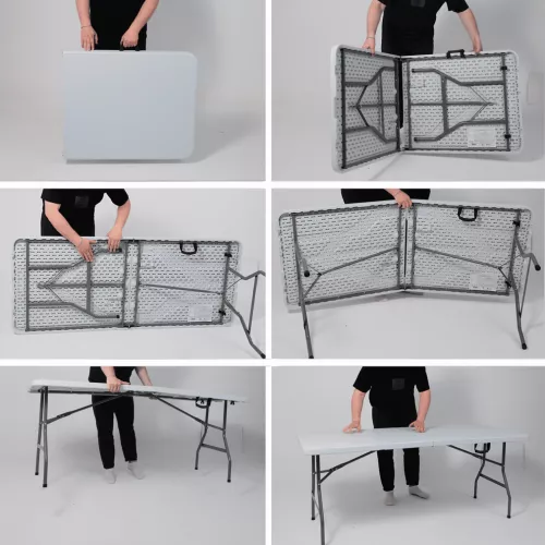 картинка Стол садовый складной, белый, hdpe-пластик, длина 180 см