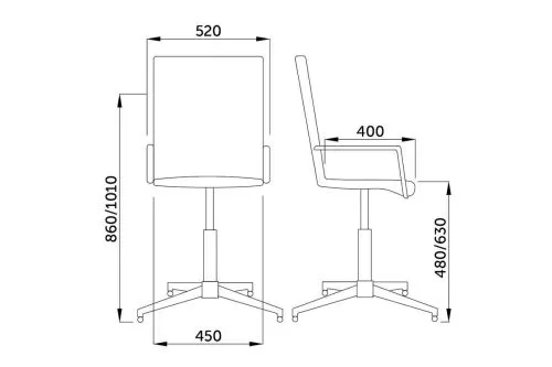 картинка Кресло поворотное Rosio 2, серый, ткань, колеса