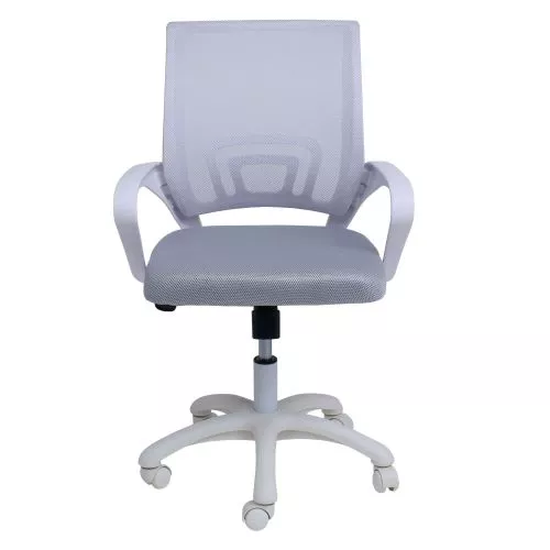 картинка Кресло рабочее, поворотное RICCI NEW, white, ткань/сетка, светло-серый